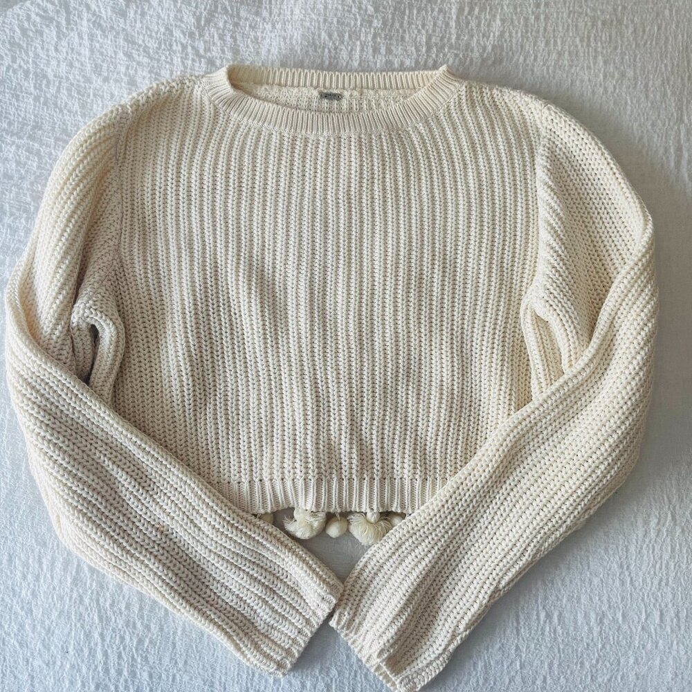 ✨ Cream Pom Pom Hem Knit Sweater | Chan Luu